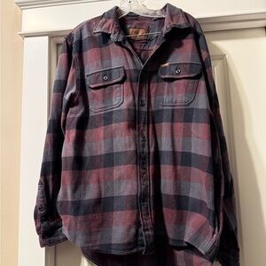 Orvis Maroon and Gray Plaid Flannel Shirt
